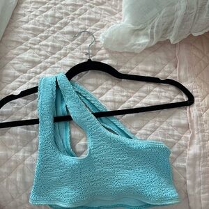 Women's Blue Knit Crop Top